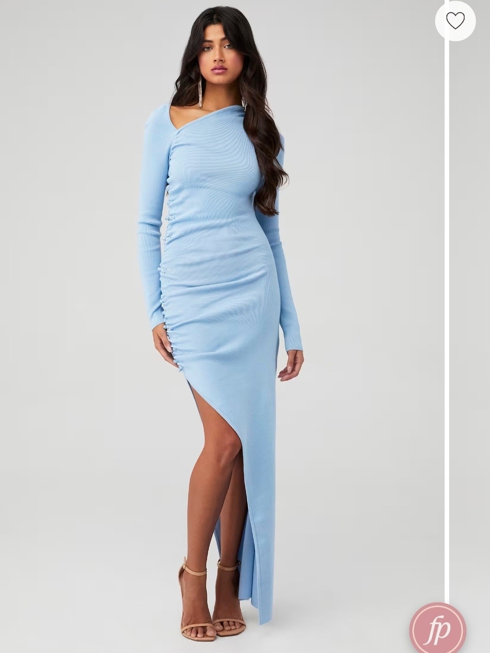 Sau Lee Dahlia Powder Blue Asymmetrical Maxi Dress Size 0